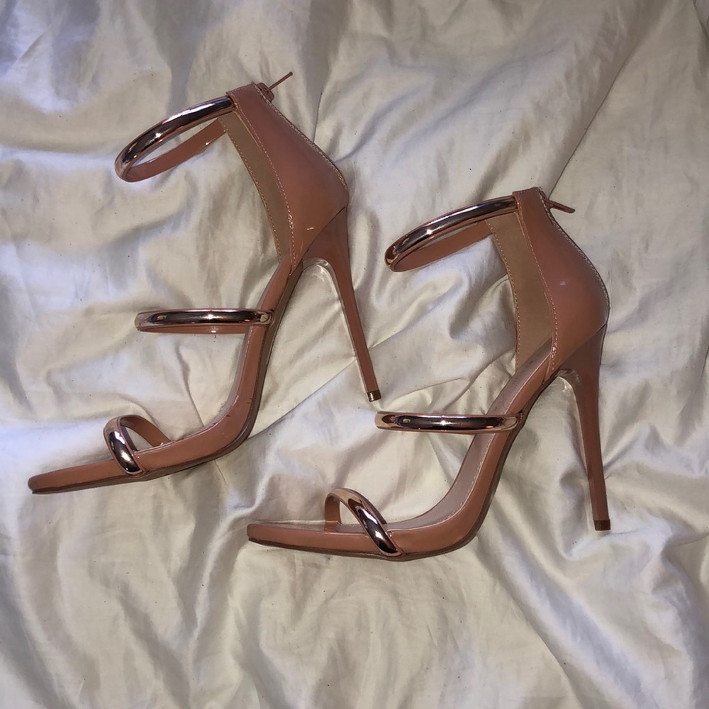 Gold and brown heel